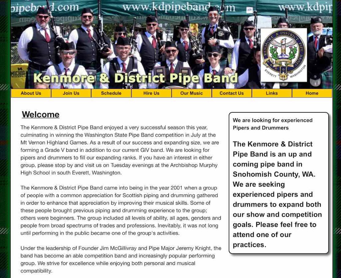 kenmore and district pipe band