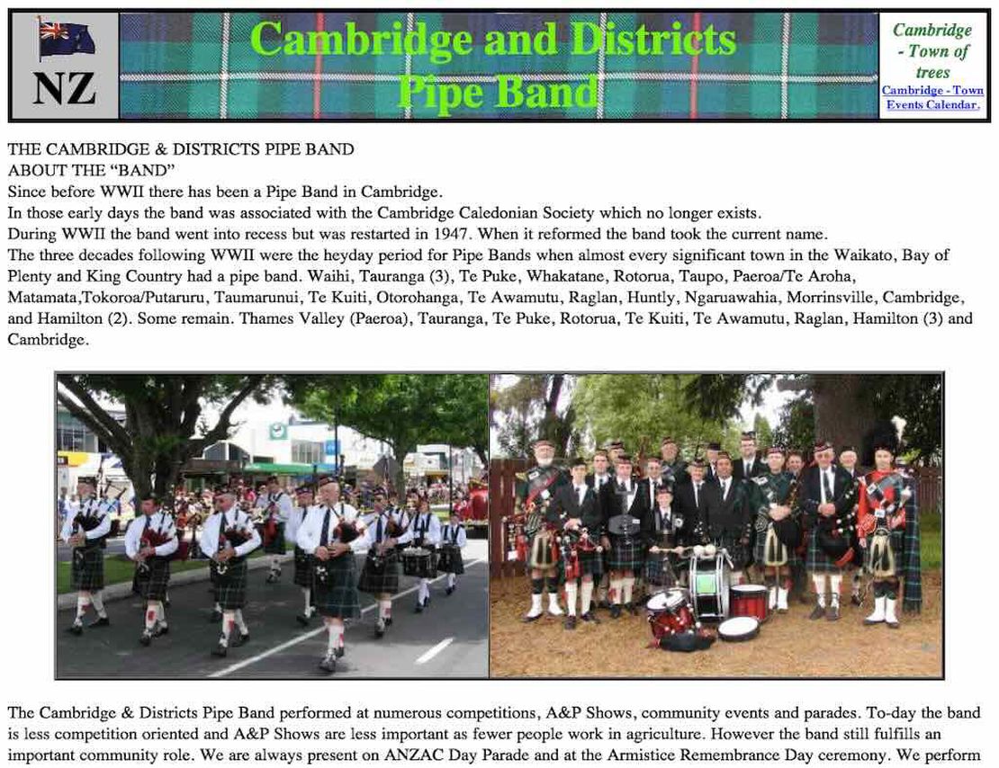 cambridge and districts pipe band