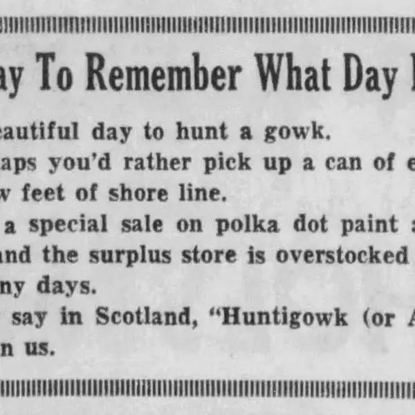 Hunt the Gowk, Scottish equivalent of April Fools Day (gowk is a cuckoo)
