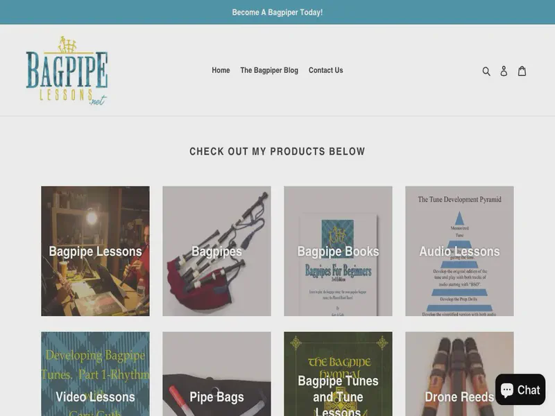 Website preview for store.bagpipelessons.net