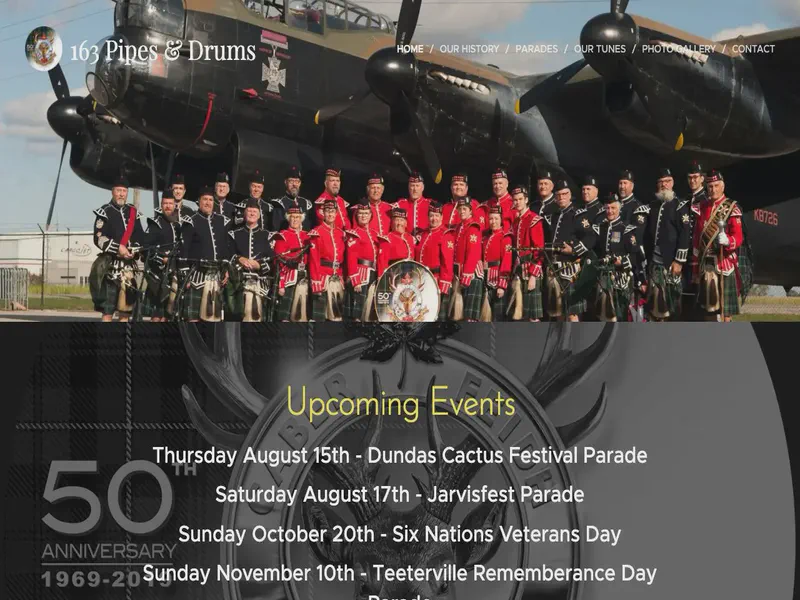 Website preview for www.163pipesanddrums.com