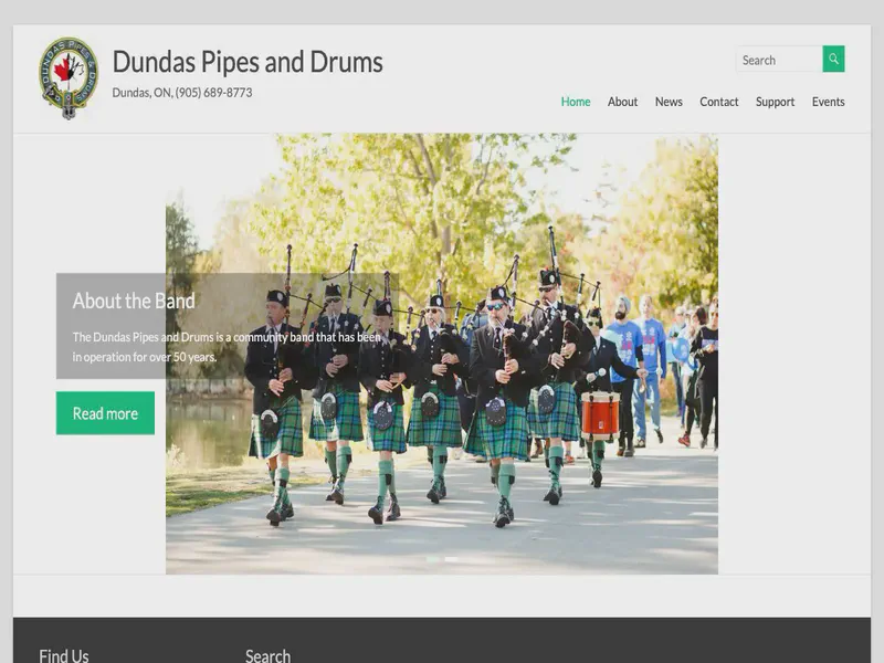 Website preview for www.dundaspipesanddrums.org